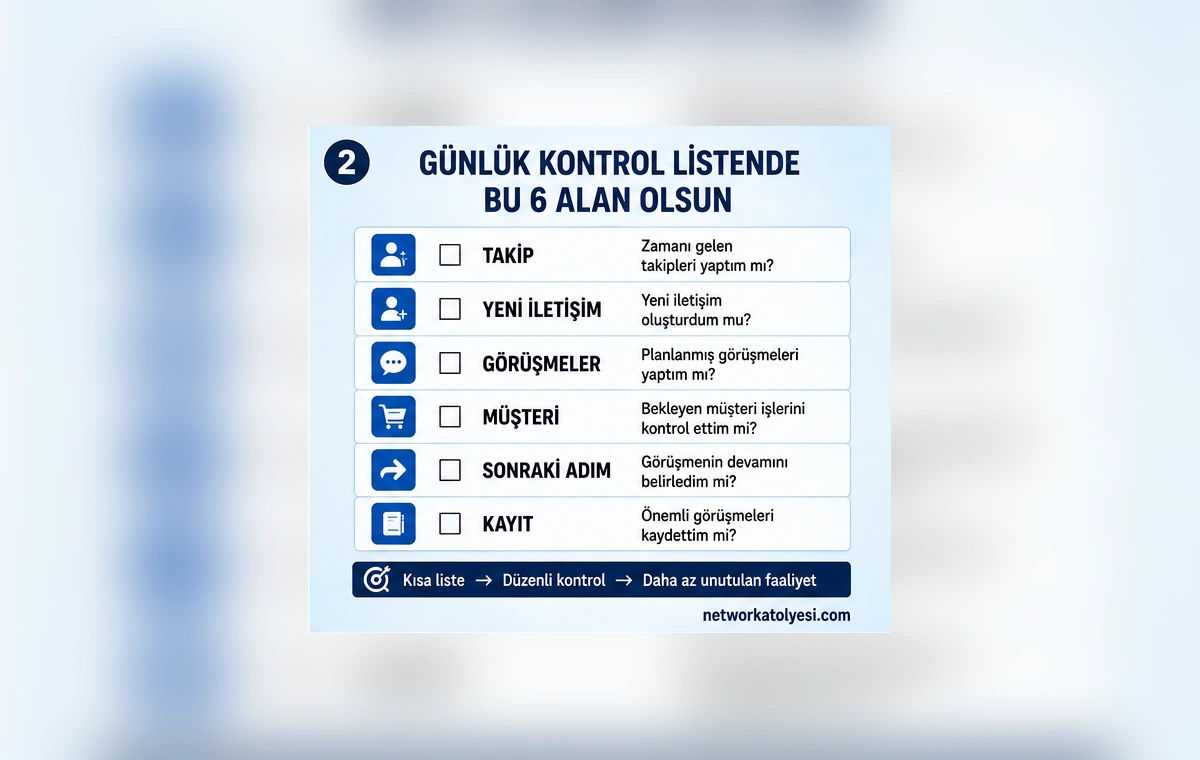 Network marketing günlük checklist temel faaliyetler